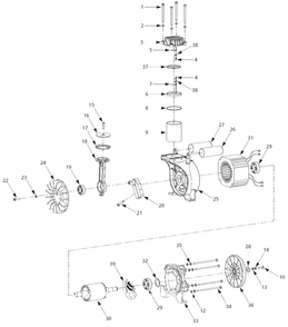 Pump Parts Diagram and Parts List for HM710099  Campbell Hausfeld Compressor